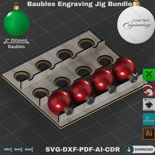Bauble Engraving Jig Template Bundle  All Sizes for Laser Cutting Projects,Custom Bauble Engraving Jig,Engraving Jig Template Collection 821