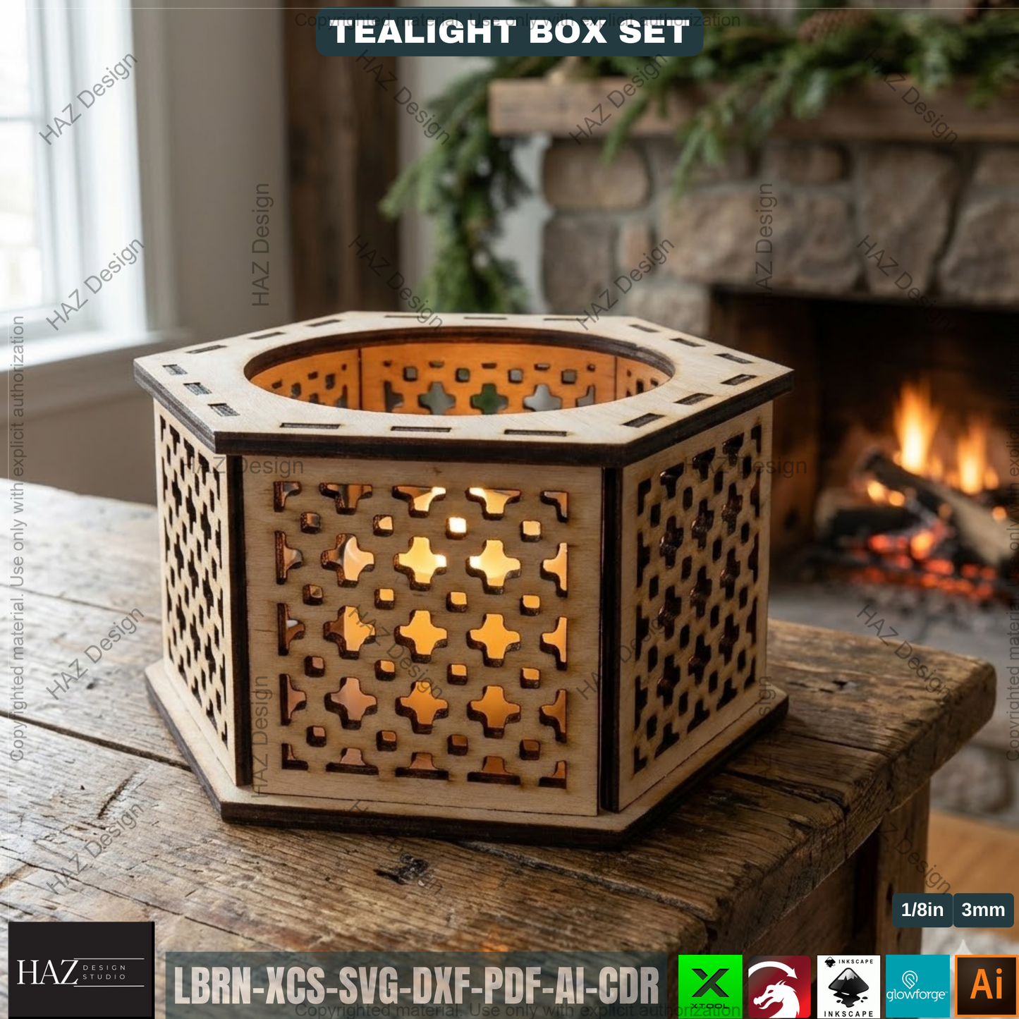 Christmas Tealight Box Bundle, Laser Cut Lantern Templates, DIY Holiday Candle Holders 505