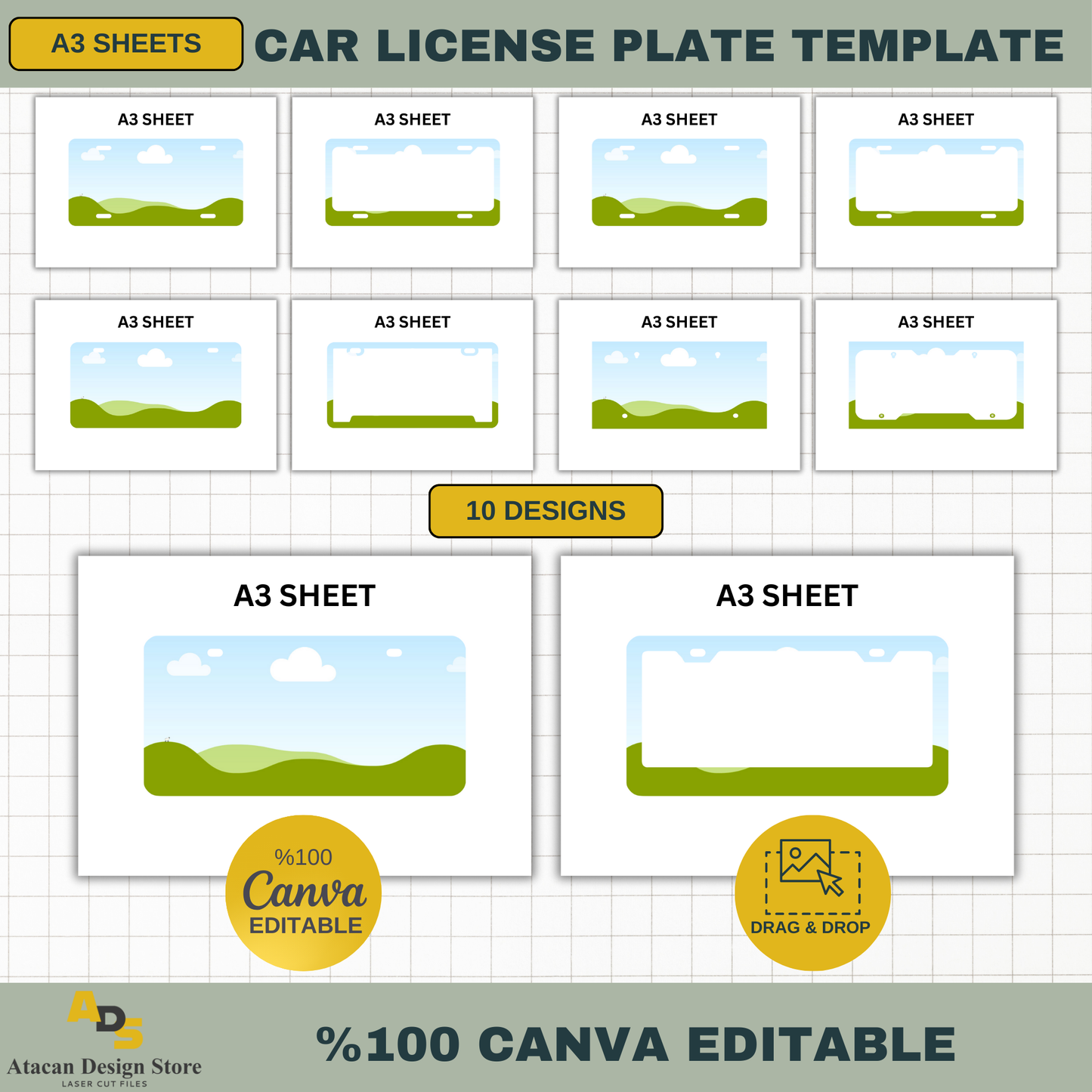 Personalized Car License Plate Template | Canva Editable Design for Sublimation | Custom A3 Sheets for DIY Plates 741