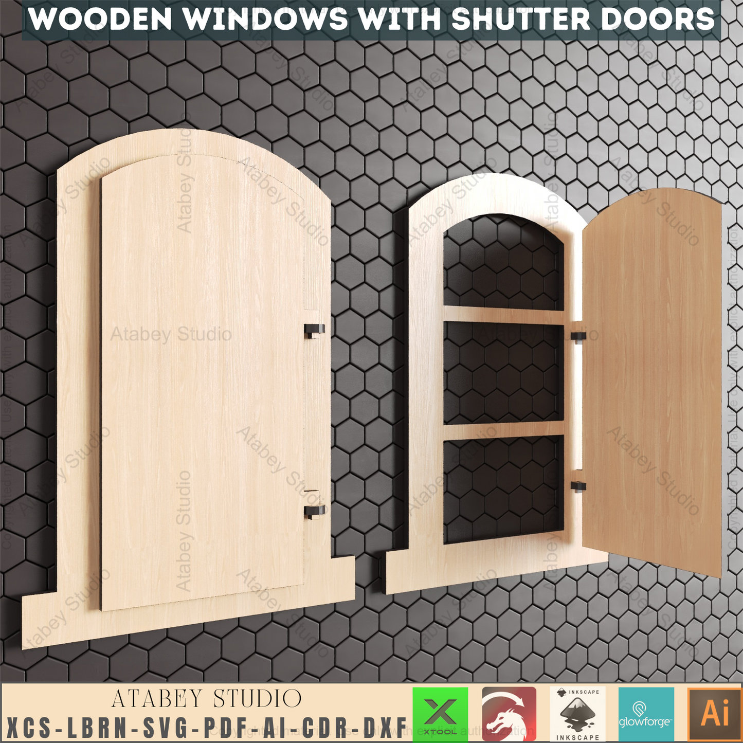 Laser Cut Decorative Window & Shutter Collection | 8 Unique Designs, DIY Craft Templates 942