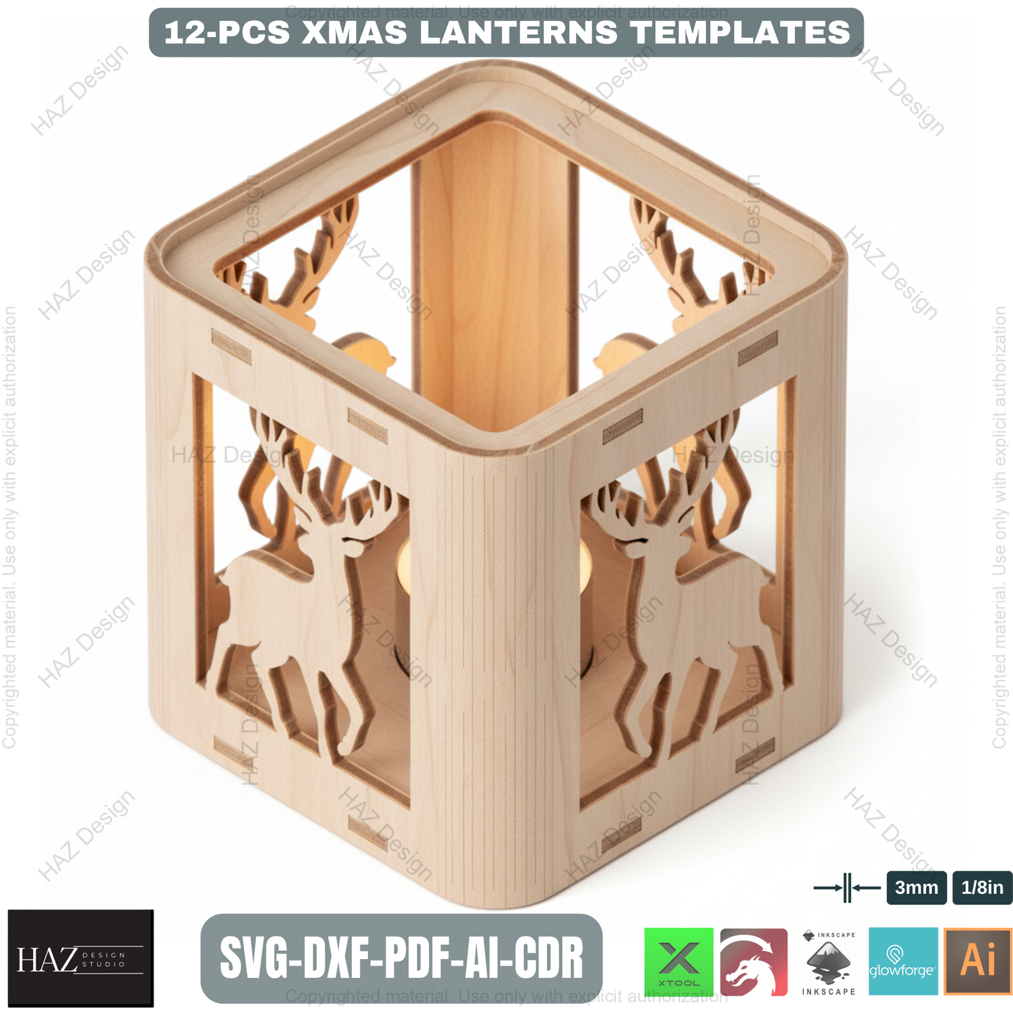 Christmas Lantern SVG Laser Cut Files | Xmas Tealight Holder Decor | DIY Wood Lamp Templates 484