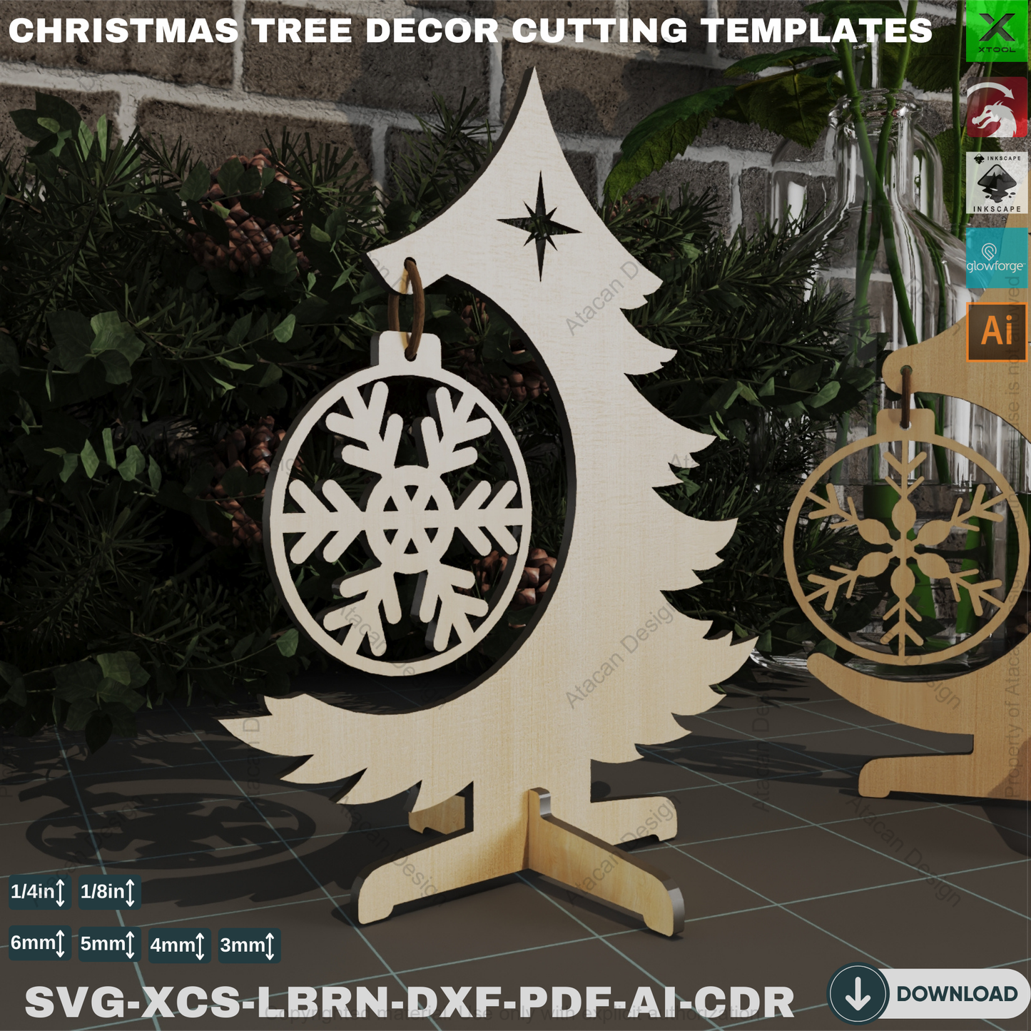 Standing Christmas Tree Files, Laser Cut Ornaments, Holiday Decor, Engraving Template,Laser Cut Decorative Wood Tree, Festive Ornaments,833