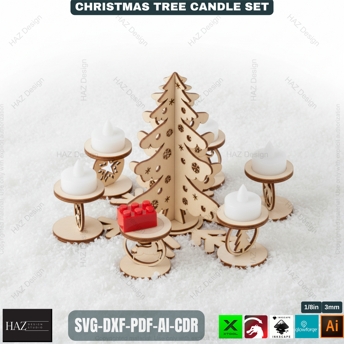 3D Christmas Tree Candle Holder Template, Festive Laser Cut Tea Light Stand, Holiday Advent Wreath Decor 495