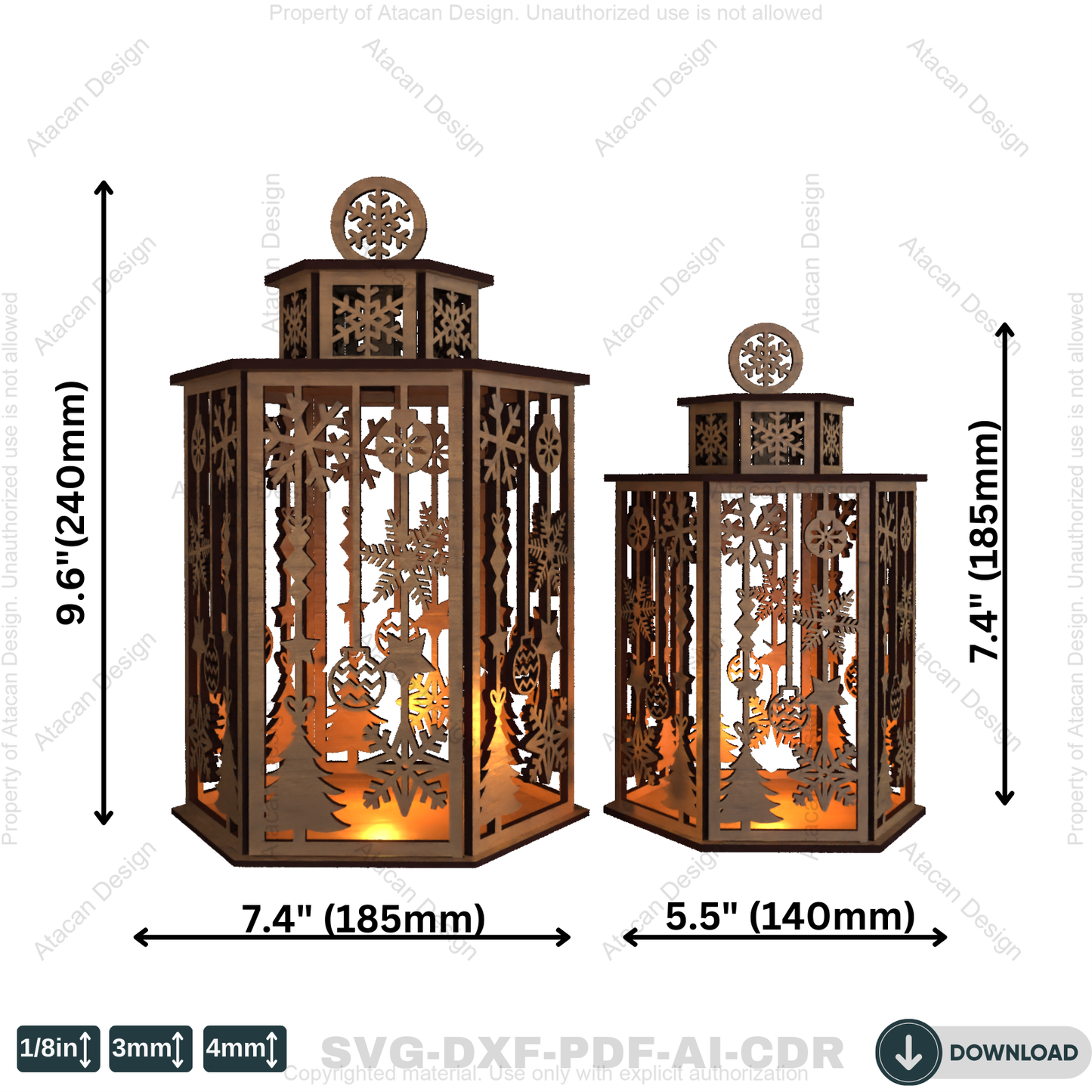 Christmas Lantern Design for Laser Cutting | Festive Night Light & Candle Holder Patterns 788