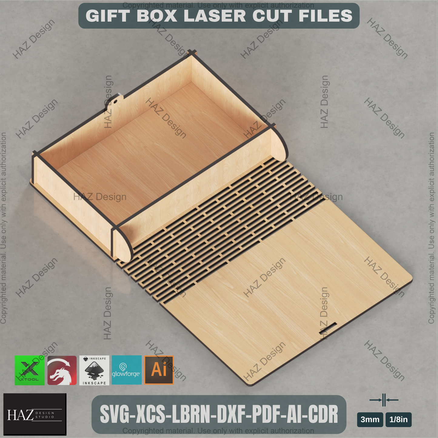 Elegant Laser Cut Memory Box SVG, Wooden Gift Box Plan for Glowforge, Decorative Keepsake Box File with Slatted Lid for xTool