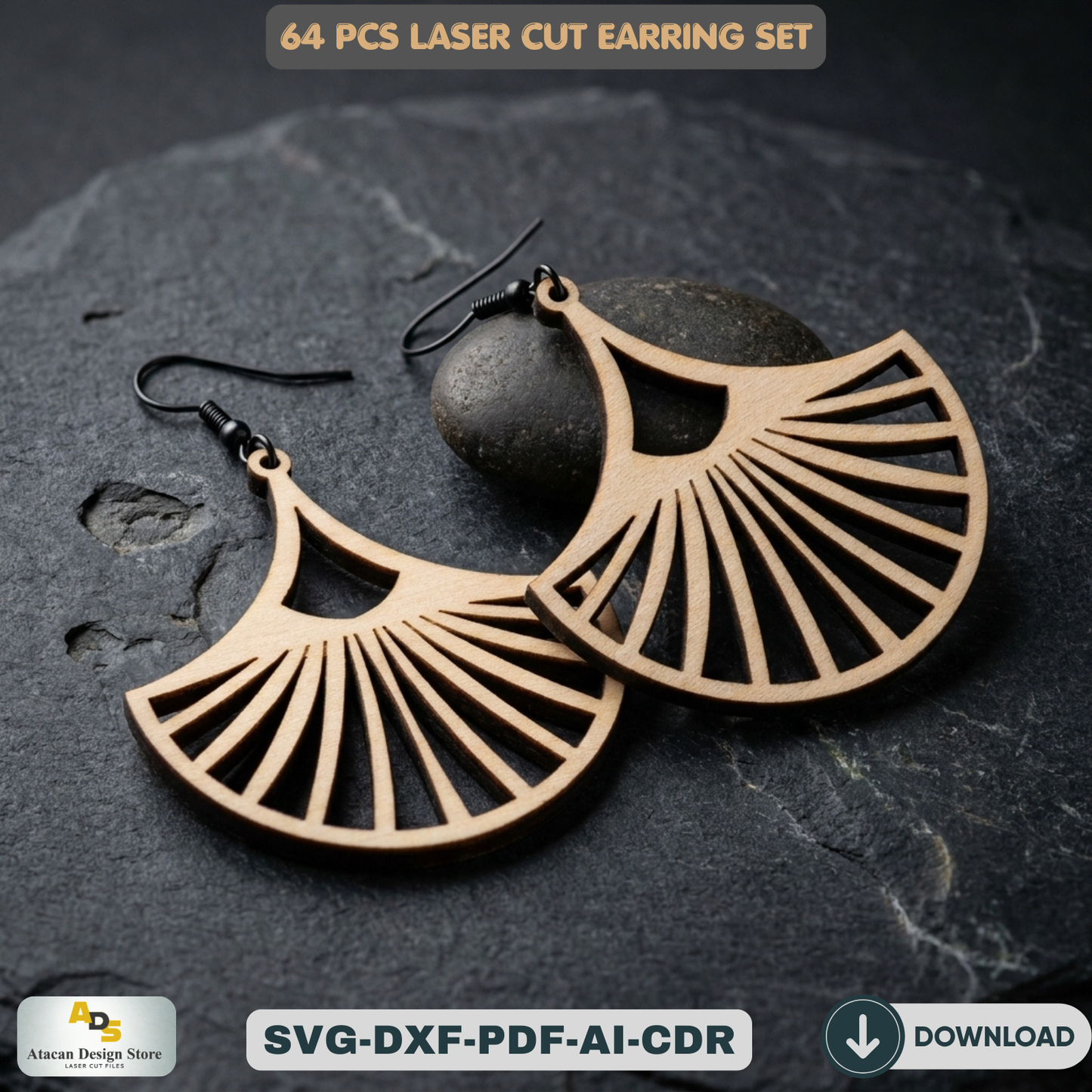 64 PCS Laser Cut Earring Set Wooden Jewelry Patterns for Glowforge DIY Earring Templates Wood Jewelry Designs