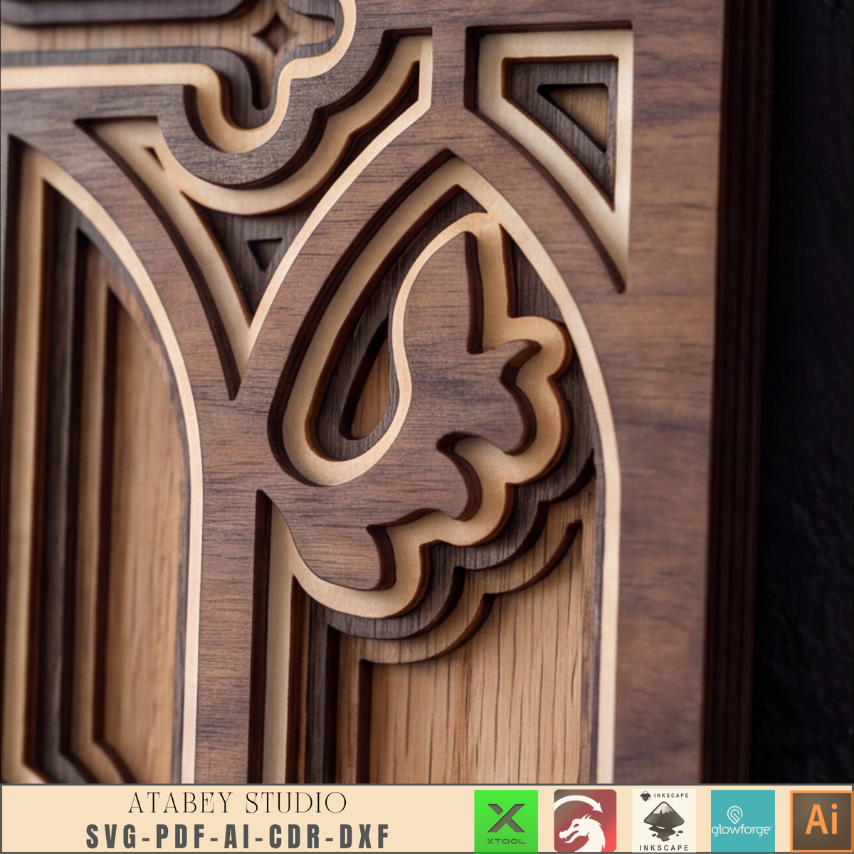 Layered Cross SVG for Glowforge, Jesus Church Window Decor, Christian Wall Art Laser Cutting Plan