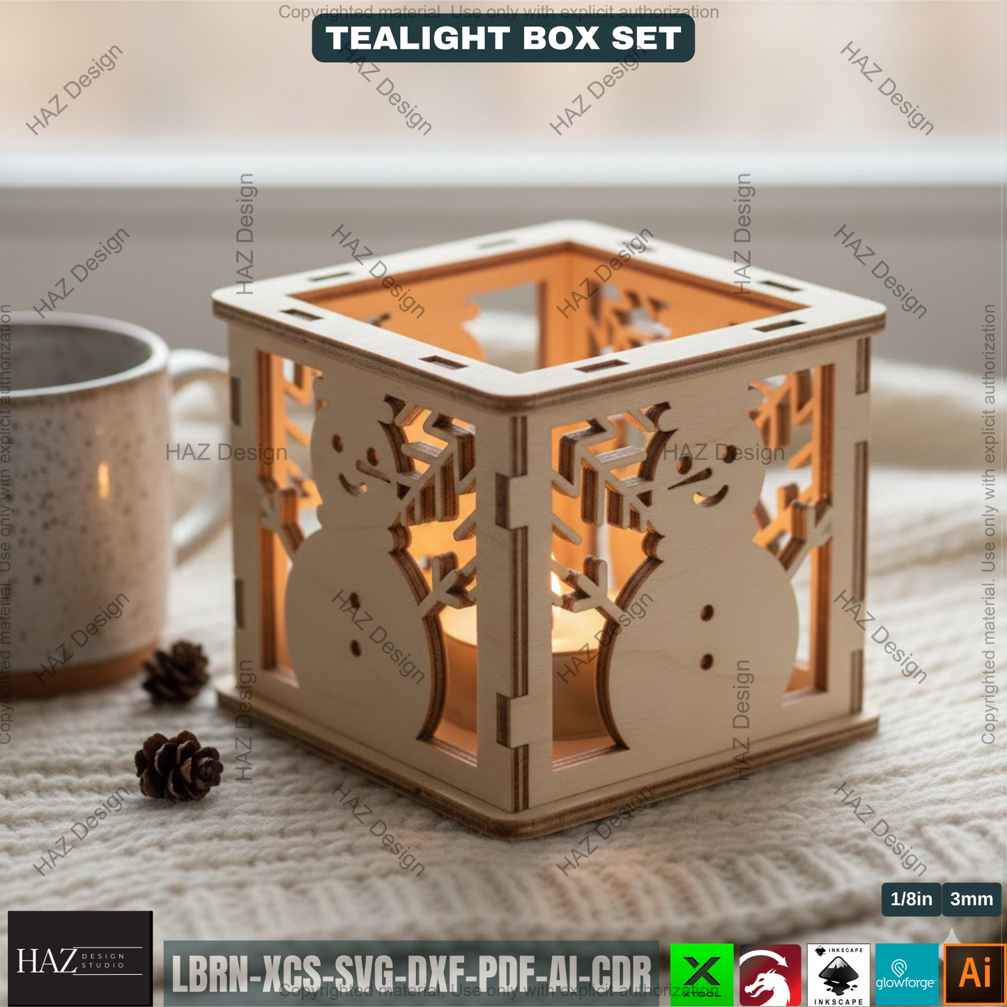 Christmas Lantern Templates | Laser Cut Candle Holders | Holiday Tealight Box Bundle | Festive Light Decor Cutting Designs 501