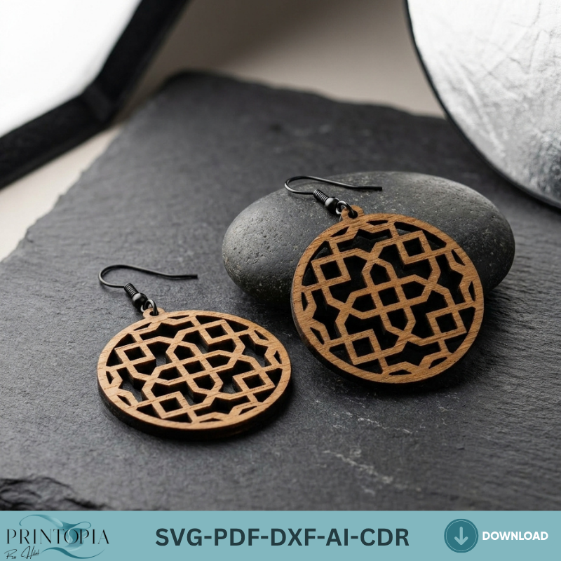 10 Wooden Earring Laser Cut Files SVG Bundle Geometric Jewelry Templates DIY Wood Earring