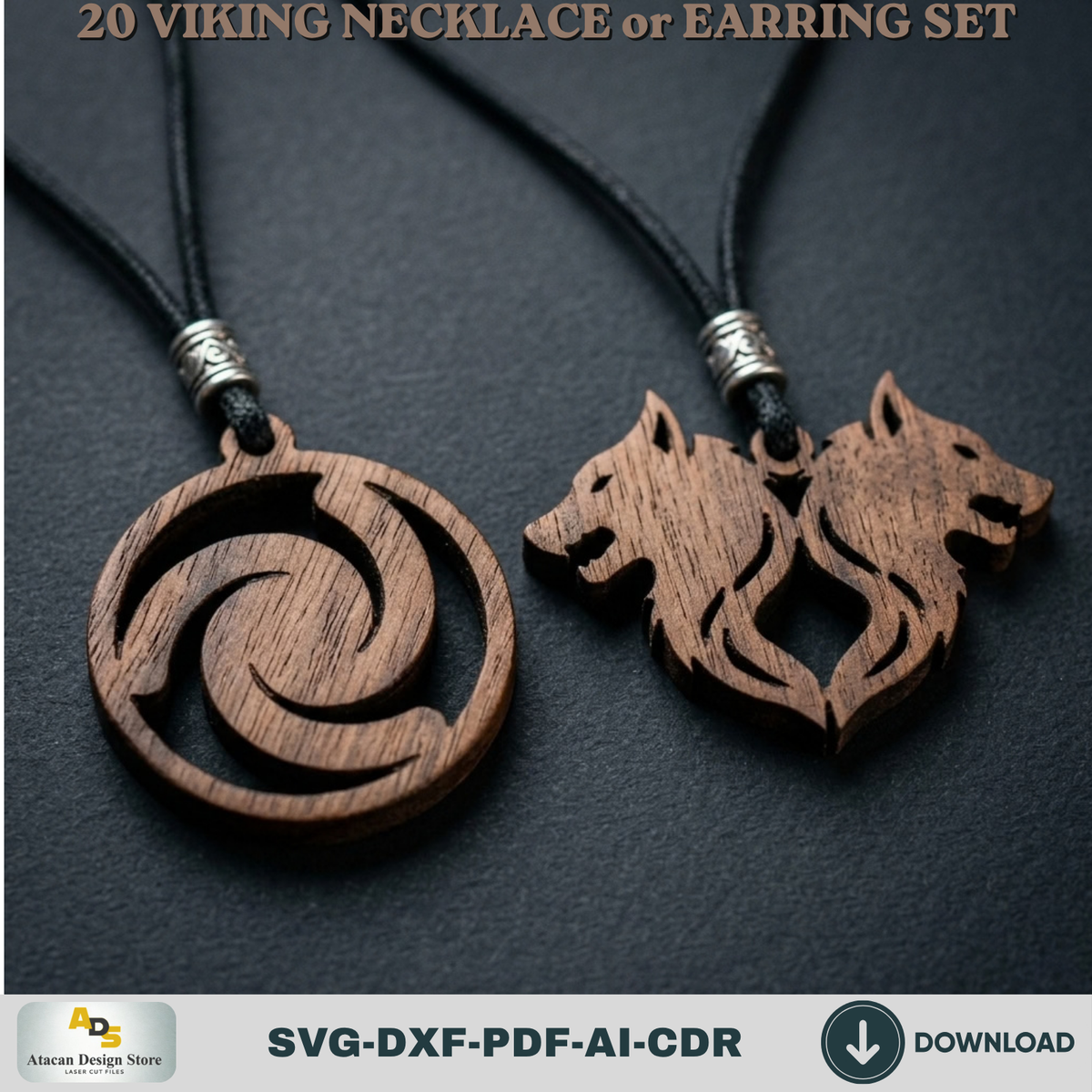 20 Viking Norse Jewelry Laser Cut Templates Necklace Earring Pendant Designs