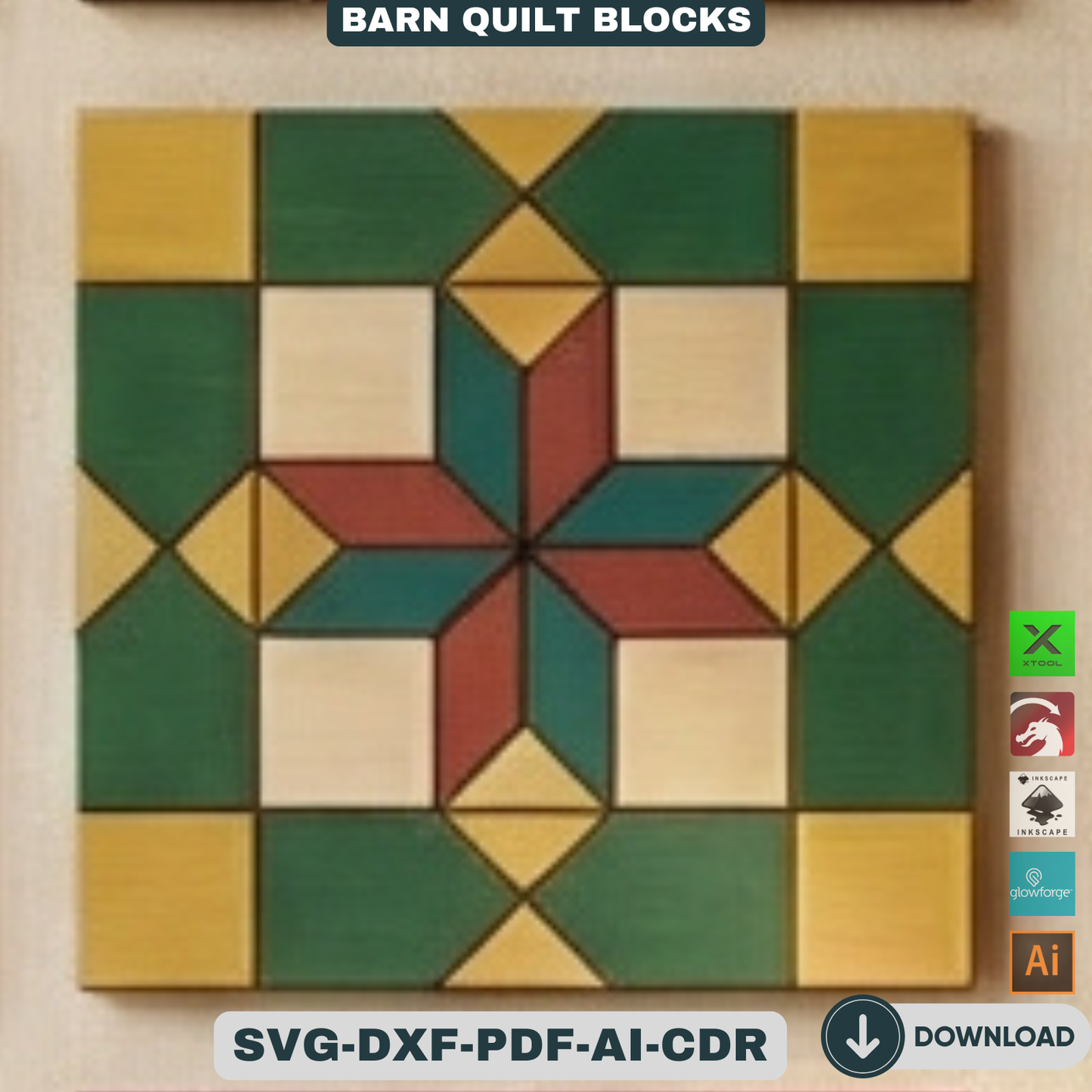 Quilt Block Patterns Laser Cut Template Modern Mosaic Wood Wall Art Farmhouse Decor DIY Patchwork Sign 936