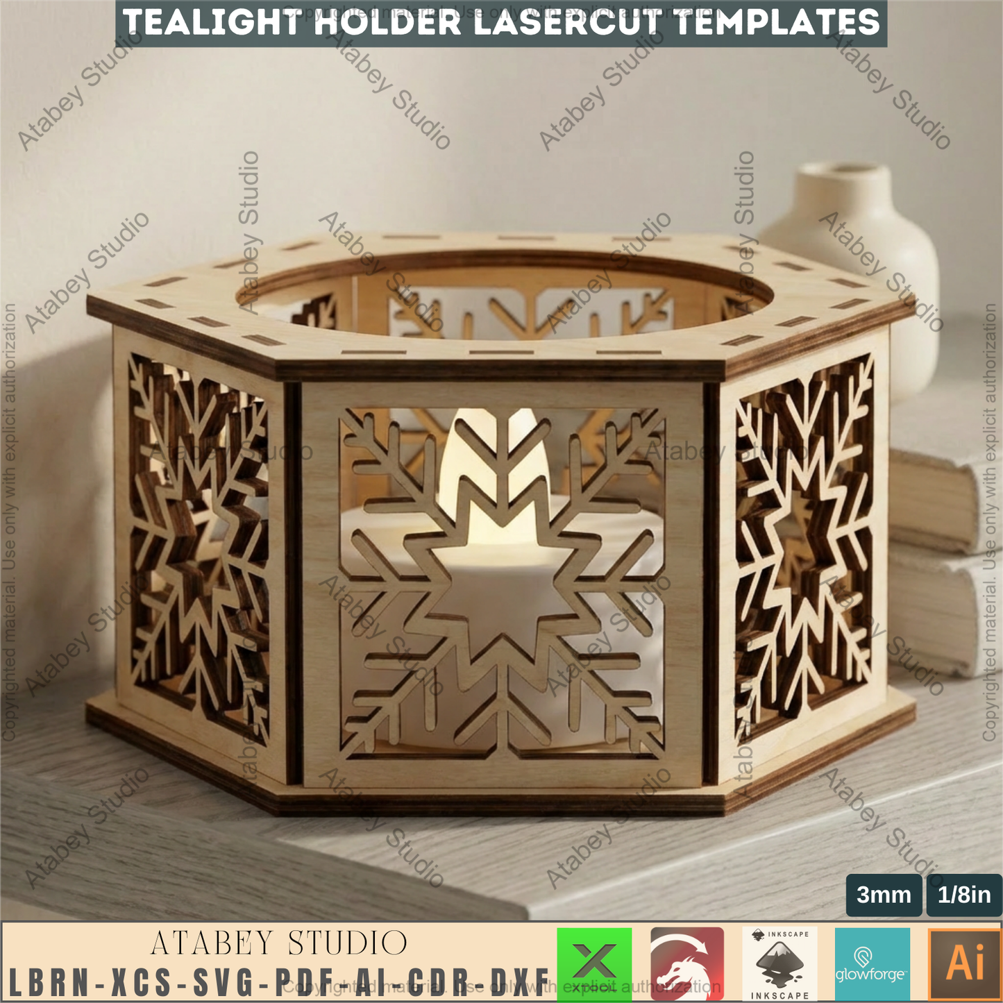 Christmas Candle Holder Bundle Laser Cut Lantern Tealight Box Xmas Table Decor 977