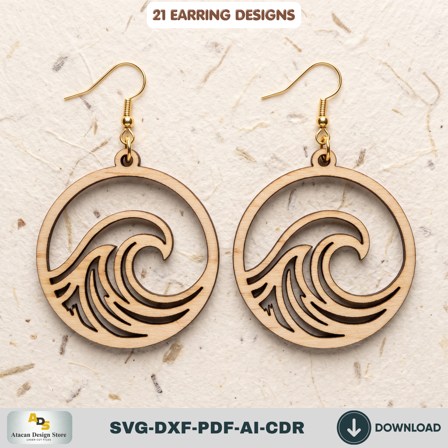 21 Wooden Earring SVG Bundle Laser Cut Jewelry Templates Glowforge DIY Wood Earrings Cutting Files
