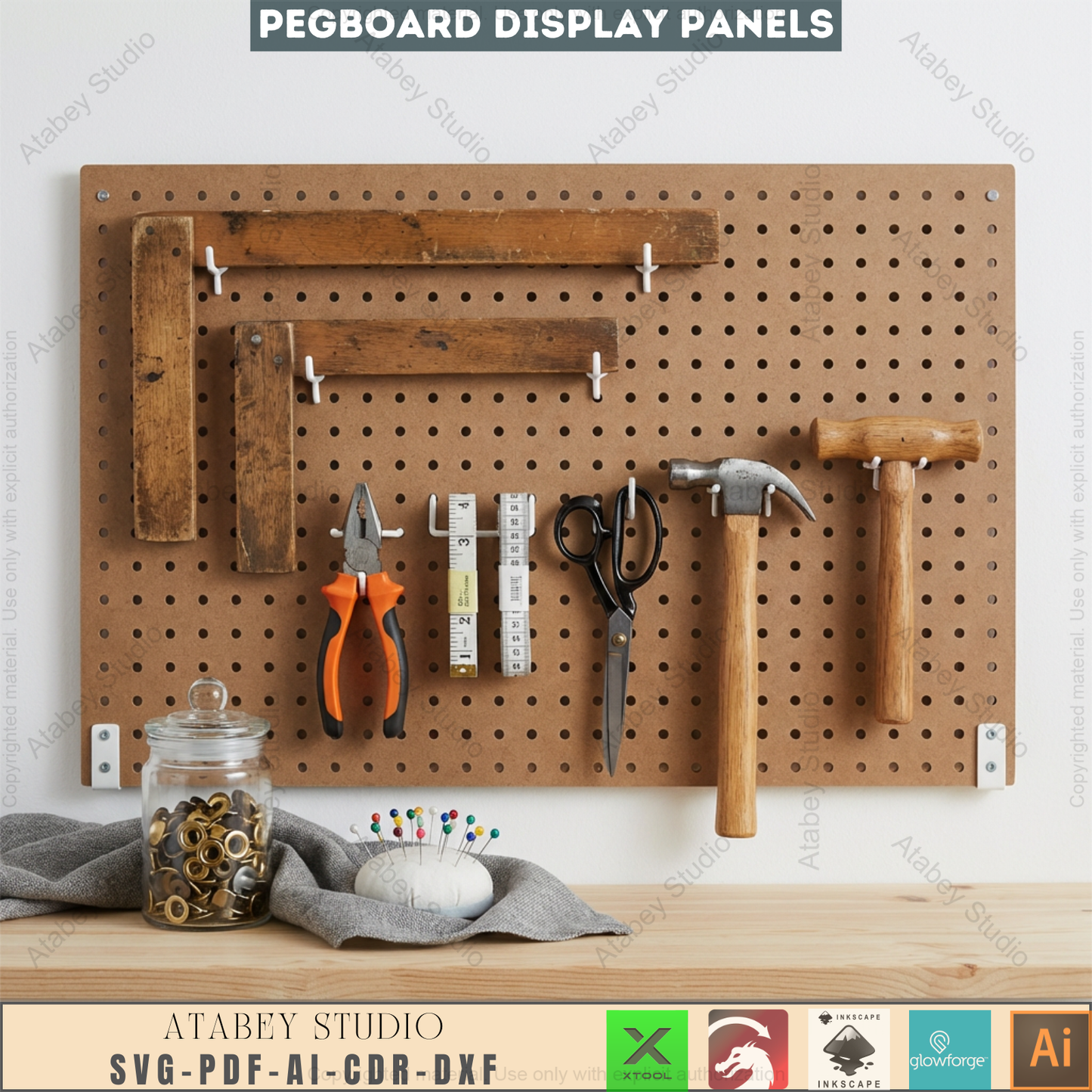 Pegboard Display Panel Templates, 20 Sizes Wall Organizer, Hole Board Pattern for Makers 993