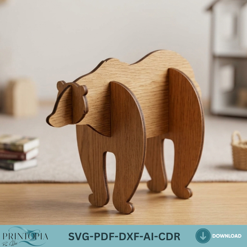 Laser Cut Wooden Bear Design - DIY 3D Bear Projects 089