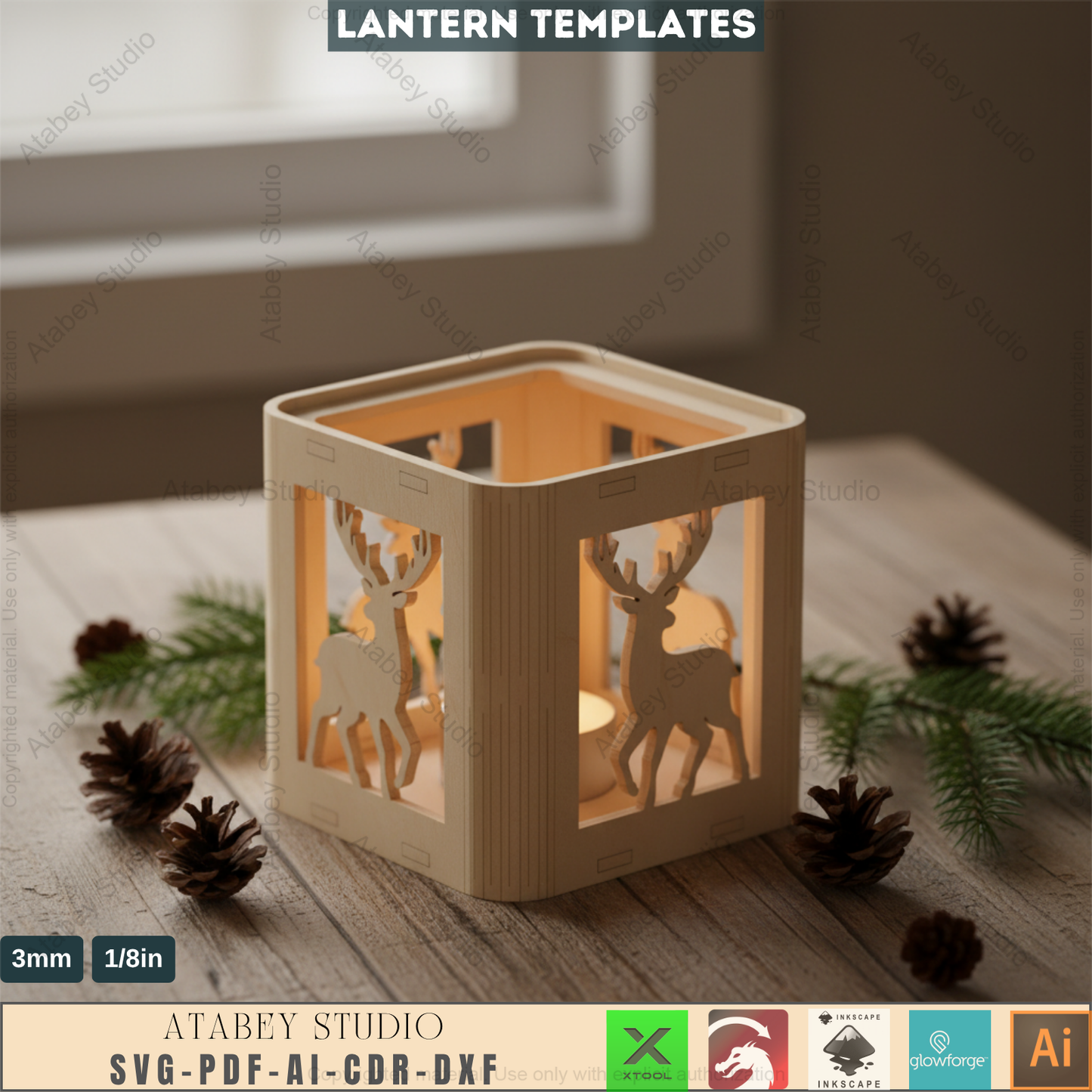 Christmas Lantern Laser Cut Templates | Festive Xmas Candle Holders | DIY Noel Tealight Box Decor 960