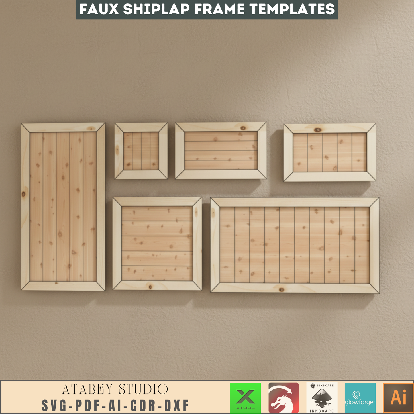 Faux Shiplap Sign Backers, Laser cut files SVG DXF vector plans, glowforge file svg, laser cut template, laser svg, laser cutting files 132