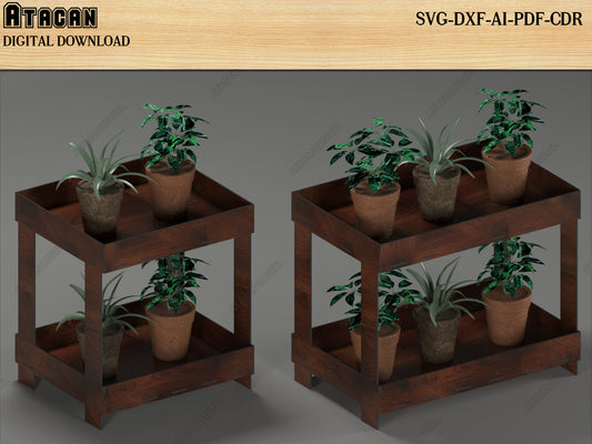 Indoor Plant Stand Laser Cutting Files - Versatile & Modern Wood Plant Shelf Design 543