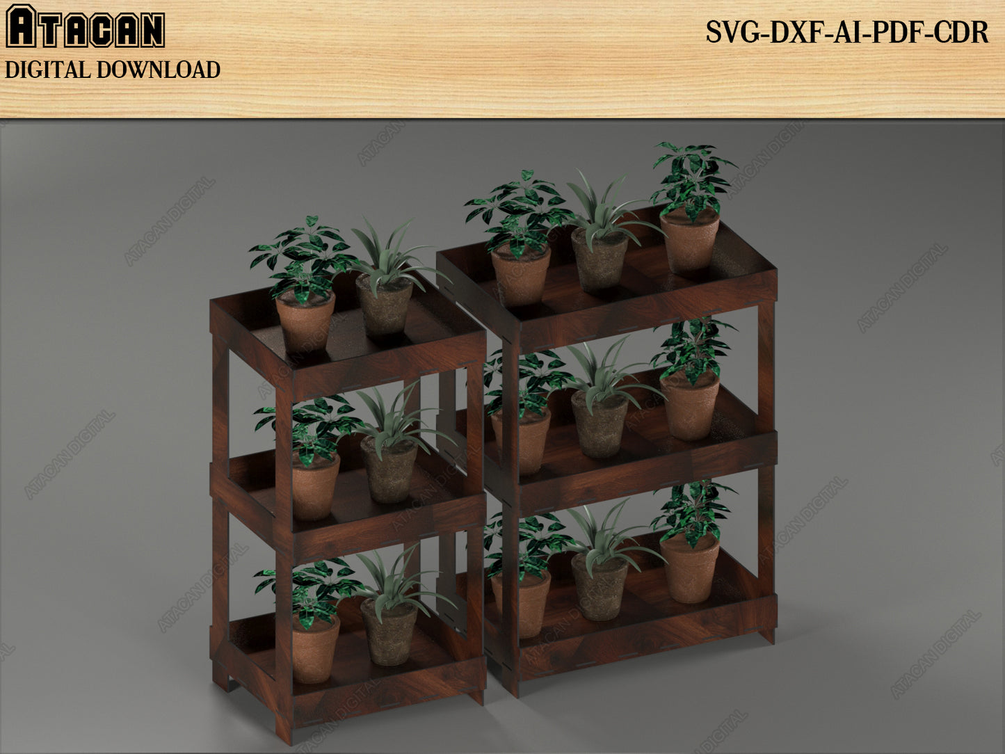 Indoor Plant Stand Laser Cutting Files - Versatile & Modern Wood Plant Shelf Design 543