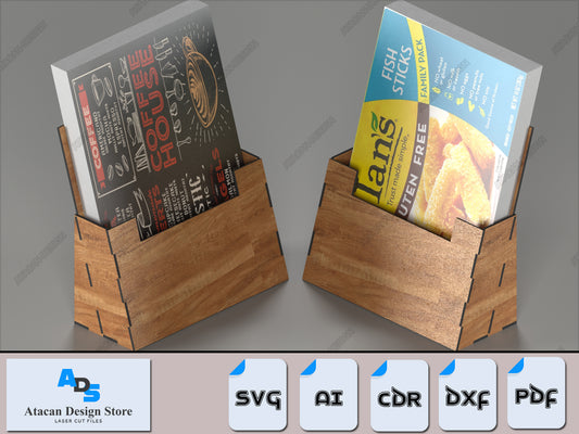 Sleek Wooden Leaflet Holders Laser Cut Files - Customizable Brochure and Pamphlet Display 397