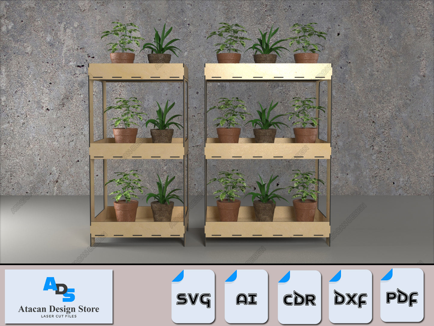 Modular Plant Stand Laser Cut Files – Custom Wood Plant Shelf Design f ...