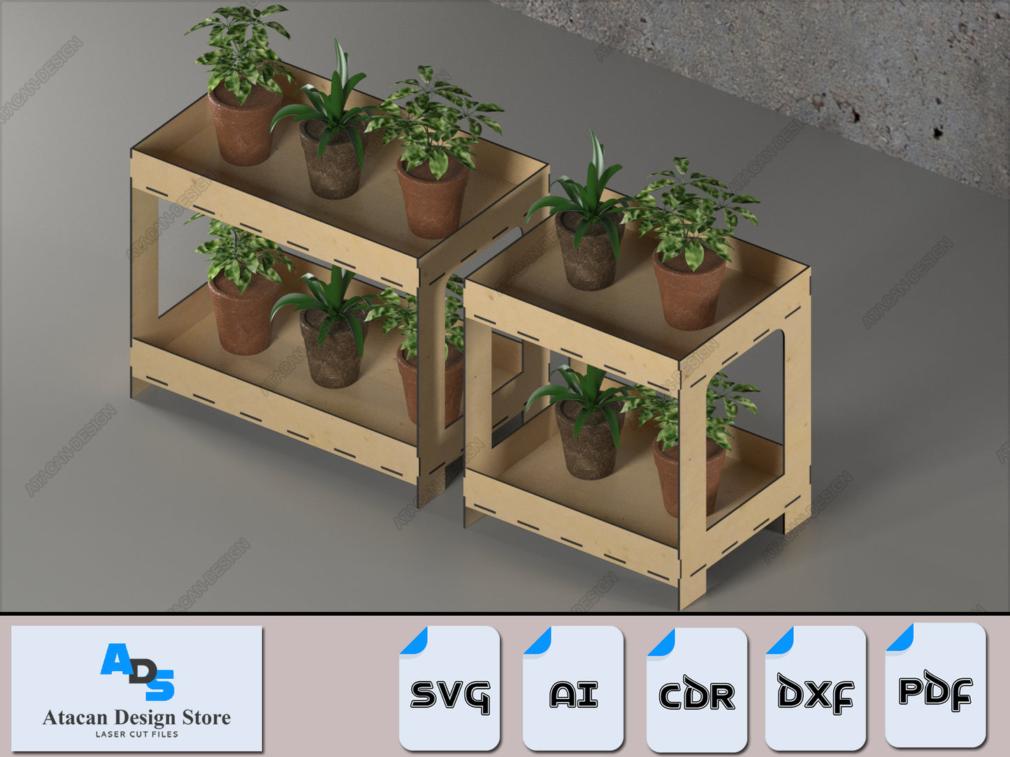 Modular Plant Stand Laser Cut Files – Custom Wood Plant Shelf Design f ...