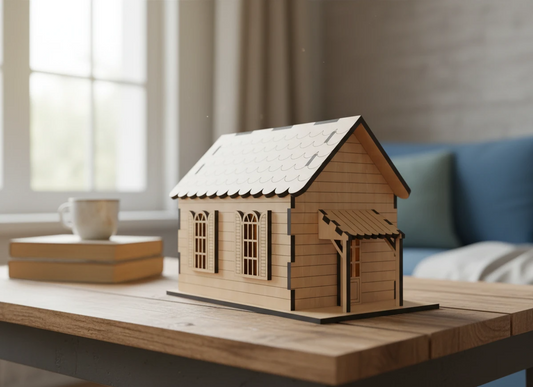 Laser Cut Mini House Plan | Build a Charming Cottage Model | Tealight Luminary Design 884