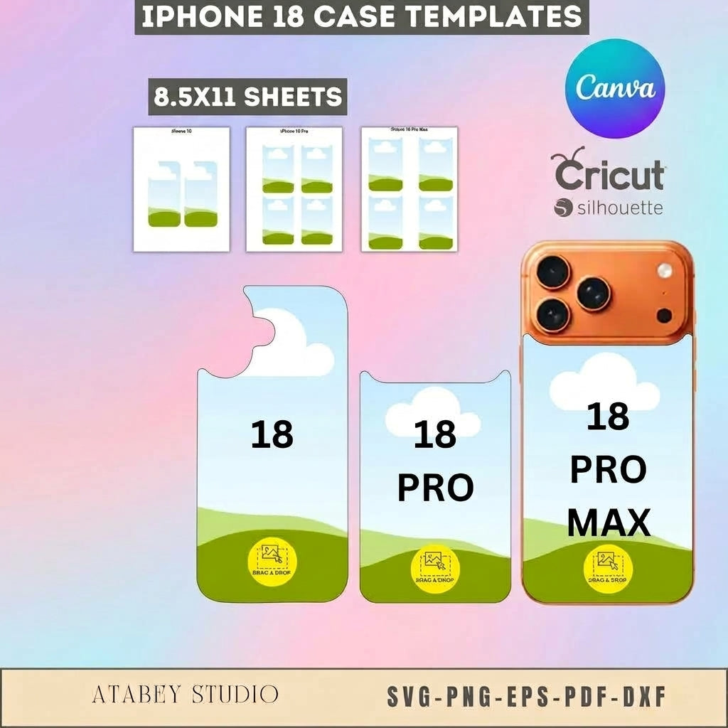 iPhone 18 Case Templates Canva Frames Custom Phone Case Sublimation Design 1026