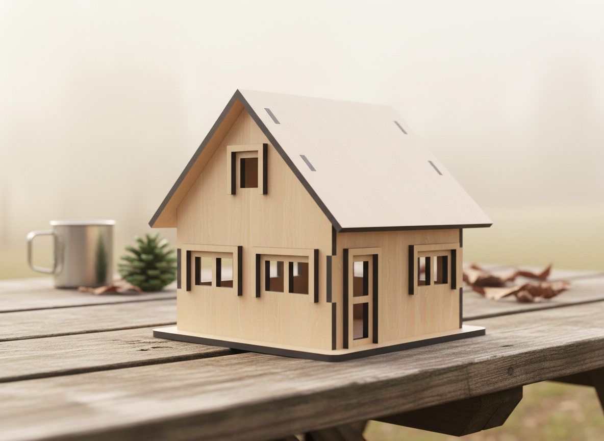 Build a Dollhouse Laser File, Wooden Miniature Project for Laser Cutters, DIY Model Home Plan