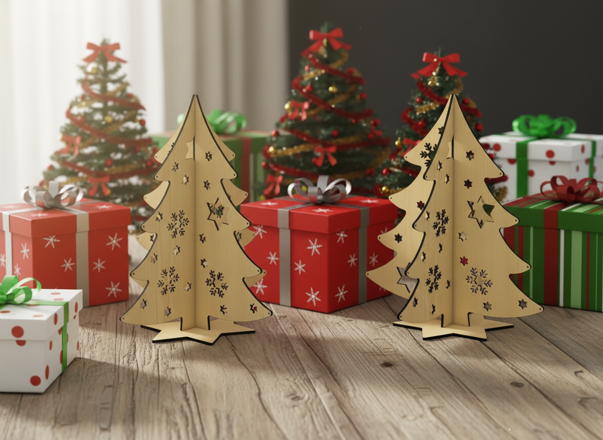 Christmas Tree File SVG, 2022 Standing New year Trees laser cut File, Merry Christmas Trees Decor 264