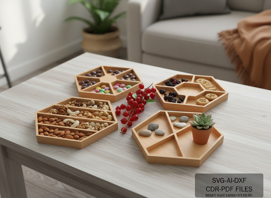 Hexagon Charcuterie Board Svg bundles  - Hexagon Laser Cut Files - Glowforge Ready 131
