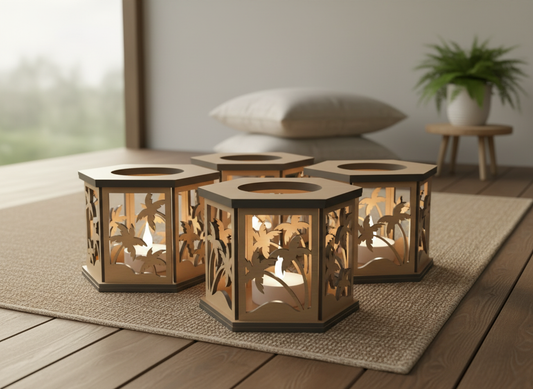 Wooden Tea Light Holder Svg / Night Light Gift / Tree Candle Holder / Wood Lantern Laser cut files /  SVG DXF Ai CDR 519