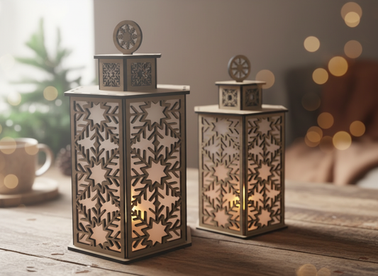 Holiday Snowflake Lantern File for Laser-Cut Table Candle Lamps 917