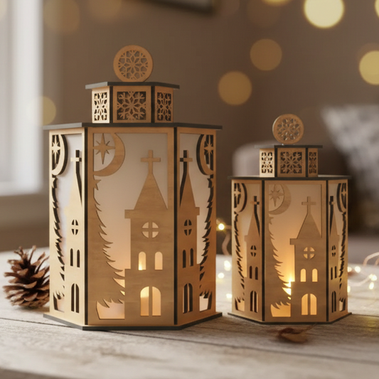 Laser Cut Candle Holder for Christmas Table and Night Light Decor 920
