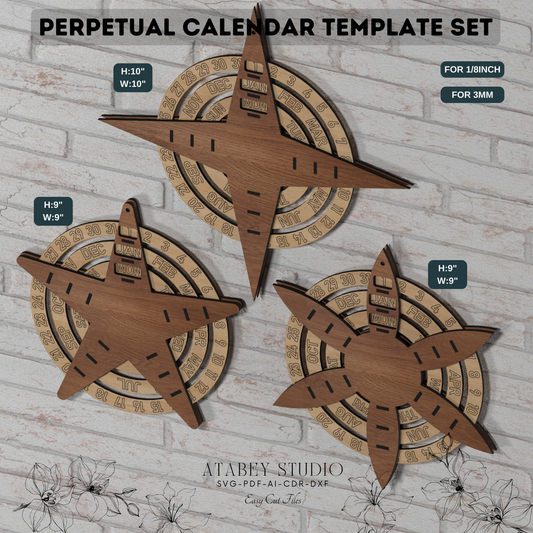 Laser Cut Perpetual Calendar Template - Timeless Design for Craft Projects 893