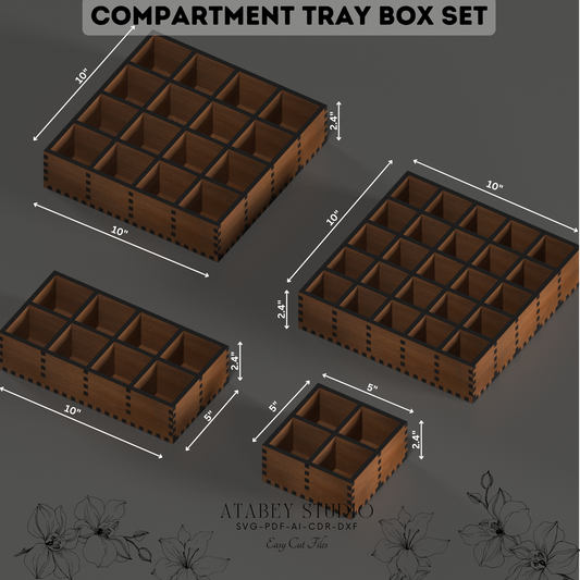 Compartment Tray Box Set for Laser Cutting - Perfect for Organizing Essentials 894