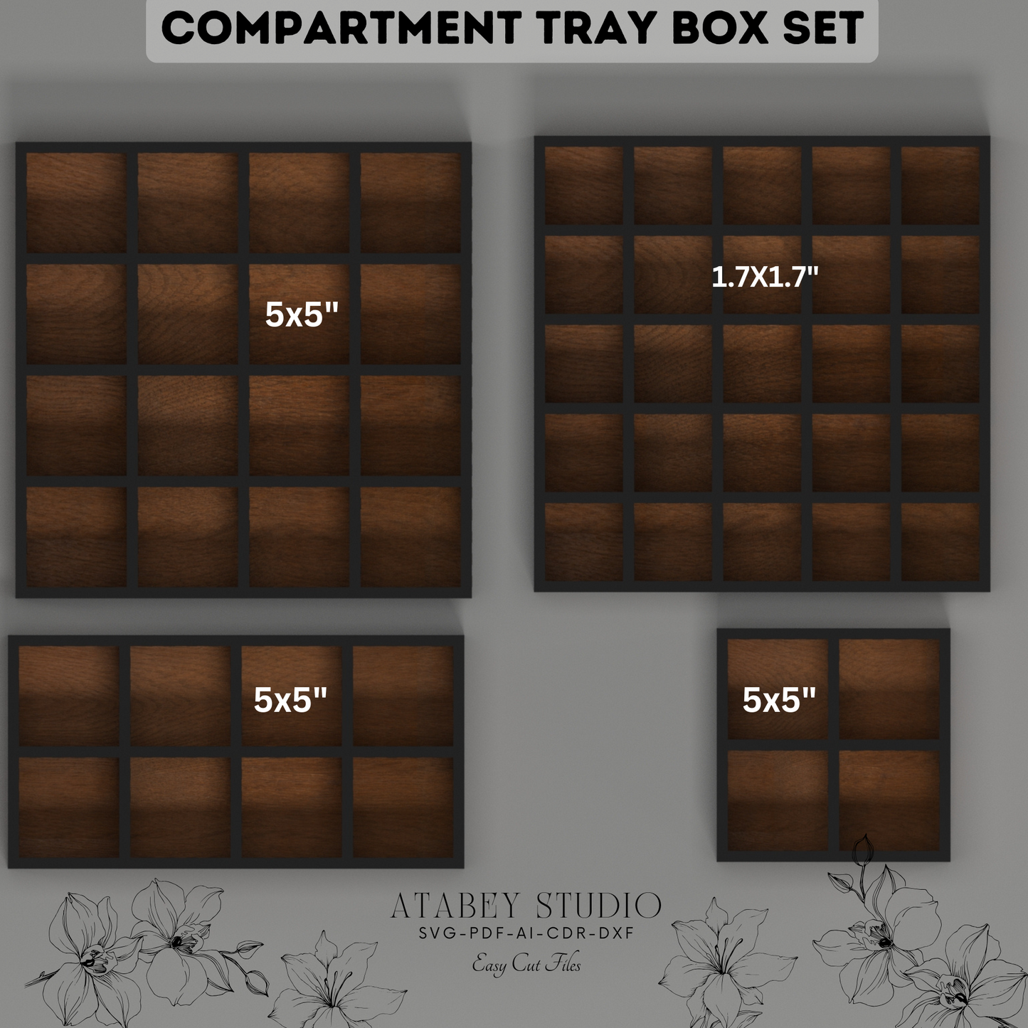 Compartment Tray Box Set for Laser Cutting - Perfect for Organizing Essentials 894