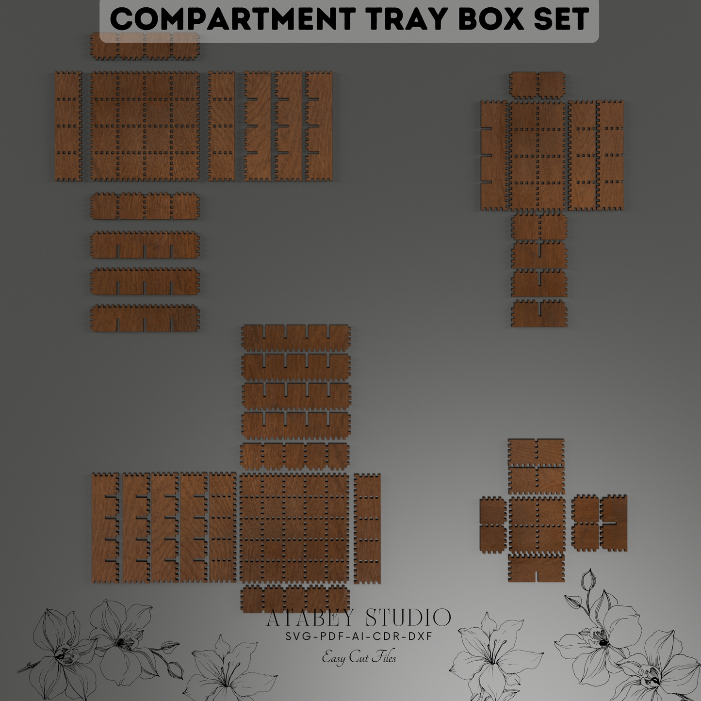 Compartment Tray Box Set for Laser Cutting - Perfect for Organizing Essentials 894