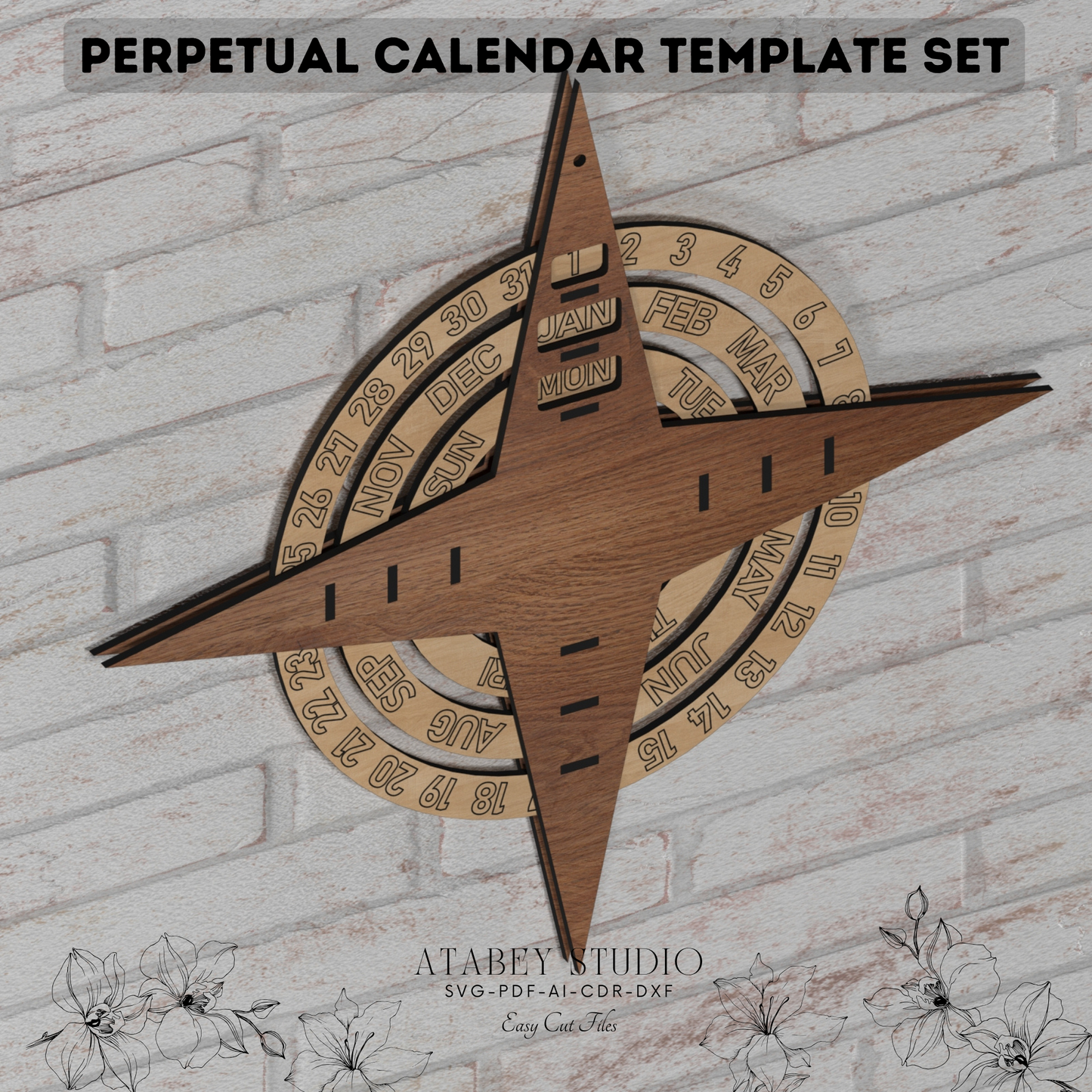 Laser Cut Perpetual Calendar Template - Timeless Design for Craft Projects 893