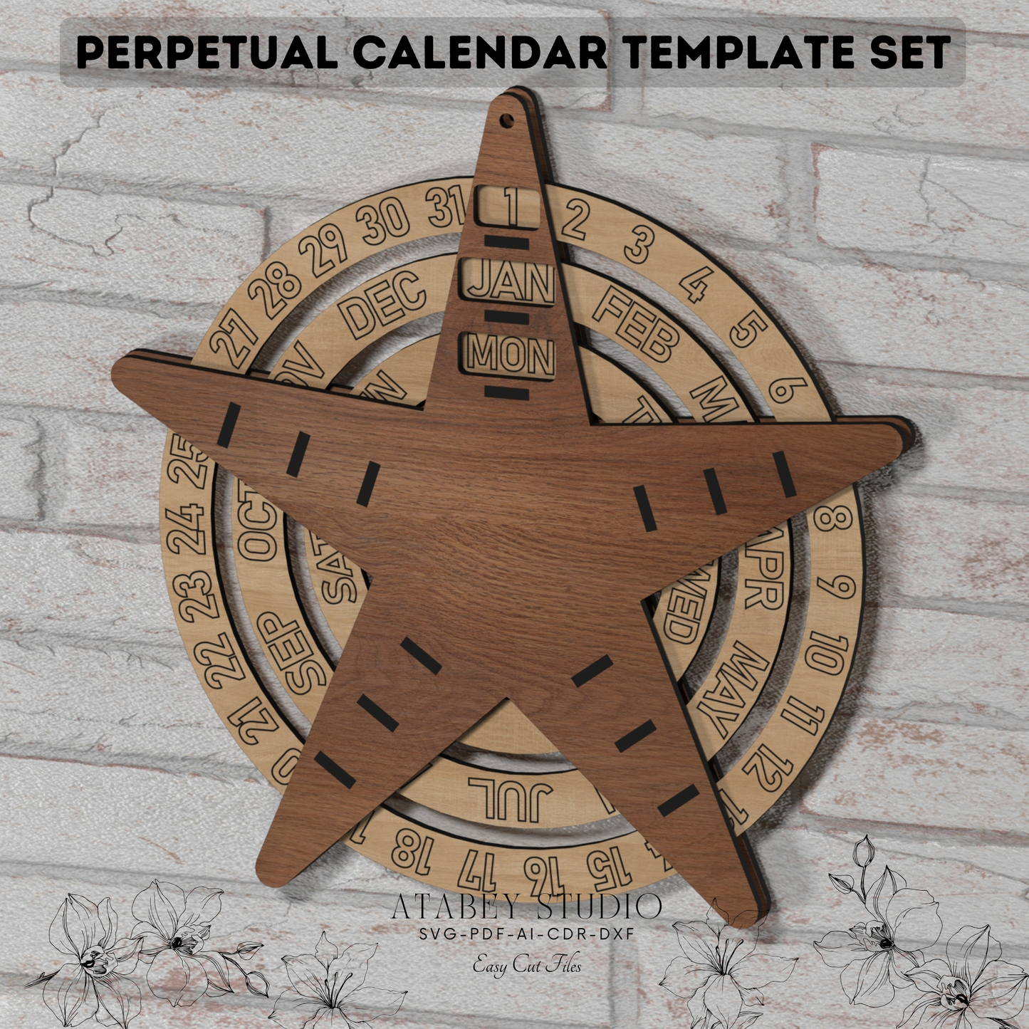 Laser Cut Perpetual Calendar Template - Timeless Design for Craft Projects 893