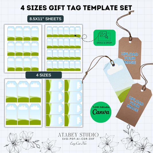 Customizable Gift Tag Templates | 4 Sizes | Canva Editable | SVG, PDF & More | DIY Printables 898