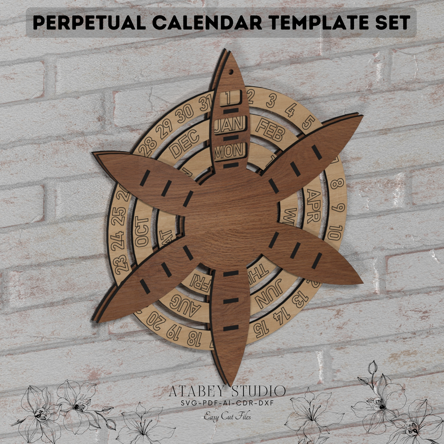 Laser Cut Perpetual Calendar Template - Timeless Design for Craft Projects 893