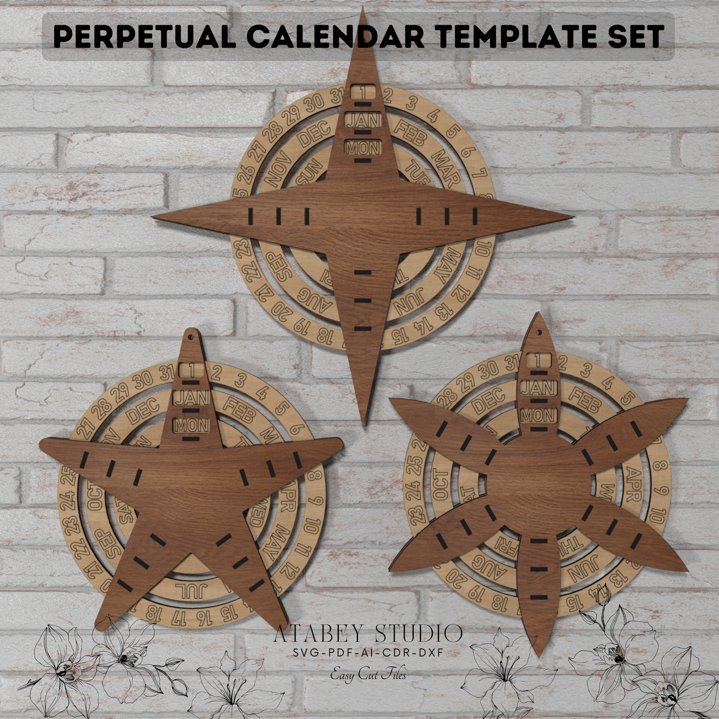 Laser Cut Perpetual Calendar Template - Timeless Design for Craft Projects 893