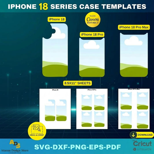 iPhone 18 Case Templates Canva Frames Custom Phone Case Drag Drop Sublimation