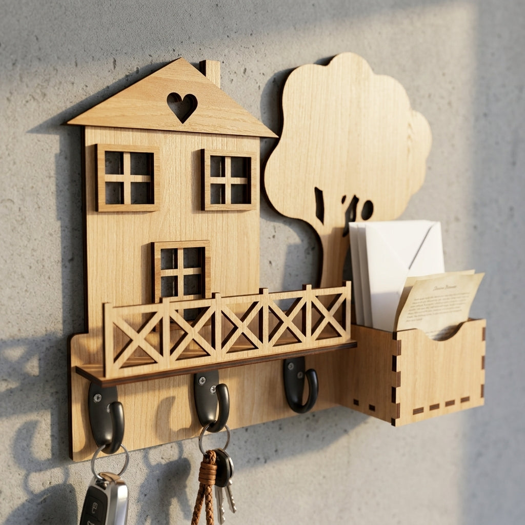 Laser cut KEY Holder SVG files, key hanger wall mounted, Wall Organizer cut plan 116