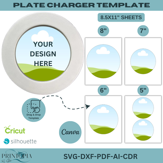 Multi-Size Plate Charger Template | Printable svg, DXF, PDF, ai for Cricut, Silhouette | Perfect for DIY Decor 161