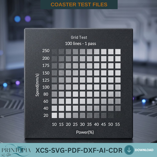 Laser Engraver Power Speed Test Grid Coaster Template Digital File