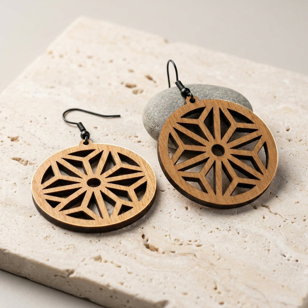 Wooden and Acrylic Earring Set - Perfect DIY Jewelry Making Templates for Laser Cutting