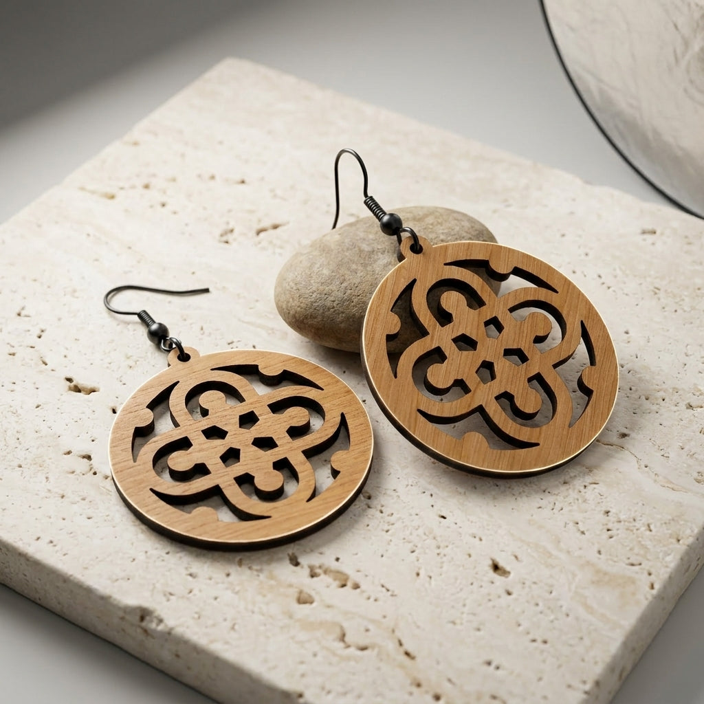 Wooden and Acrylic Earring Set - Perfect DIY Jewelry Making Templates for Laser Cutting