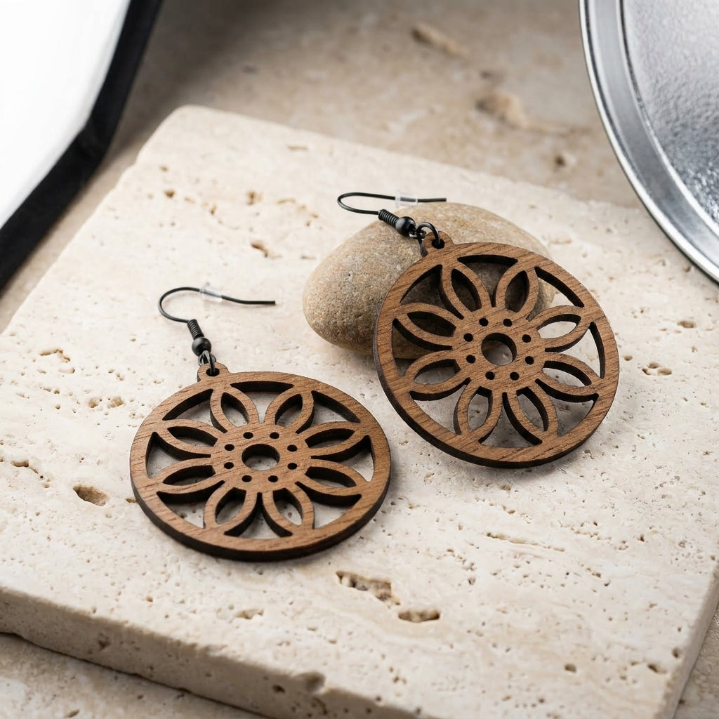 Wooden and Acrylic Earring Set - Perfect DIY Jewelry Making Templates for Laser Cutting